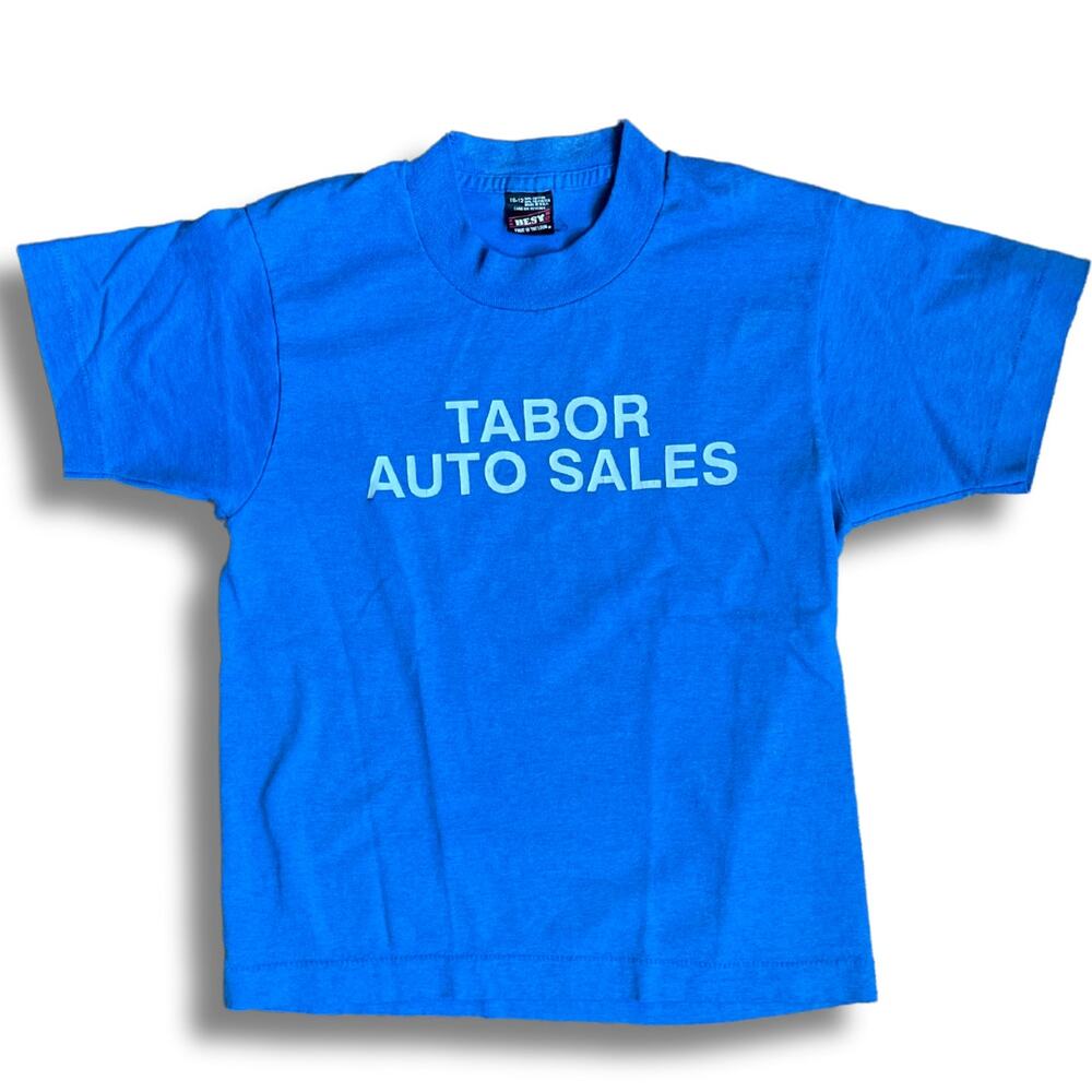 Vintage Tabor Auto Sales Blue Graphic Tee - Youth Large
